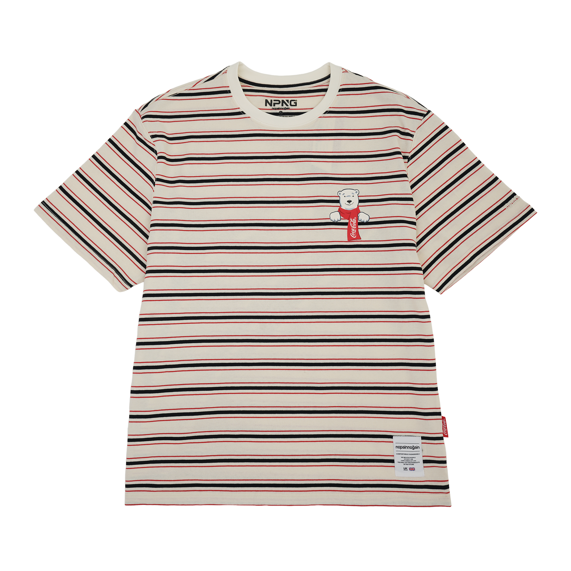 NPNG 可口可樂合作款 北極熊條紋圓領短袖T恤 NPTA26K0006-SS302-WHC
