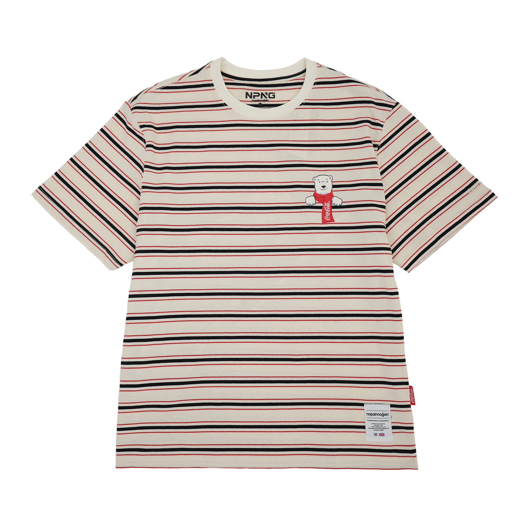 NPNG 可口可樂合作款 北極熊條紋圓領短袖T恤