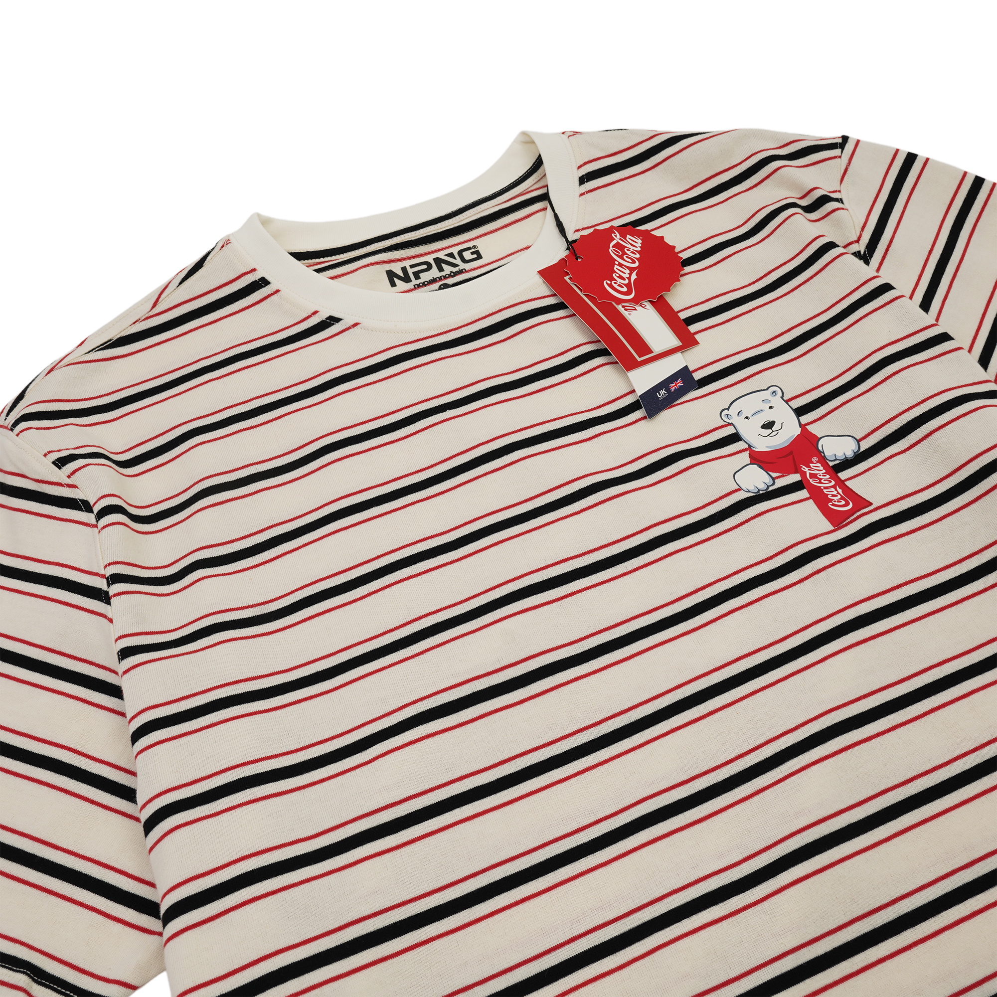 NPNG 可口可樂合作款 北極熊條紋圓領短袖T恤 NPTA26K0006-SS302-WHC