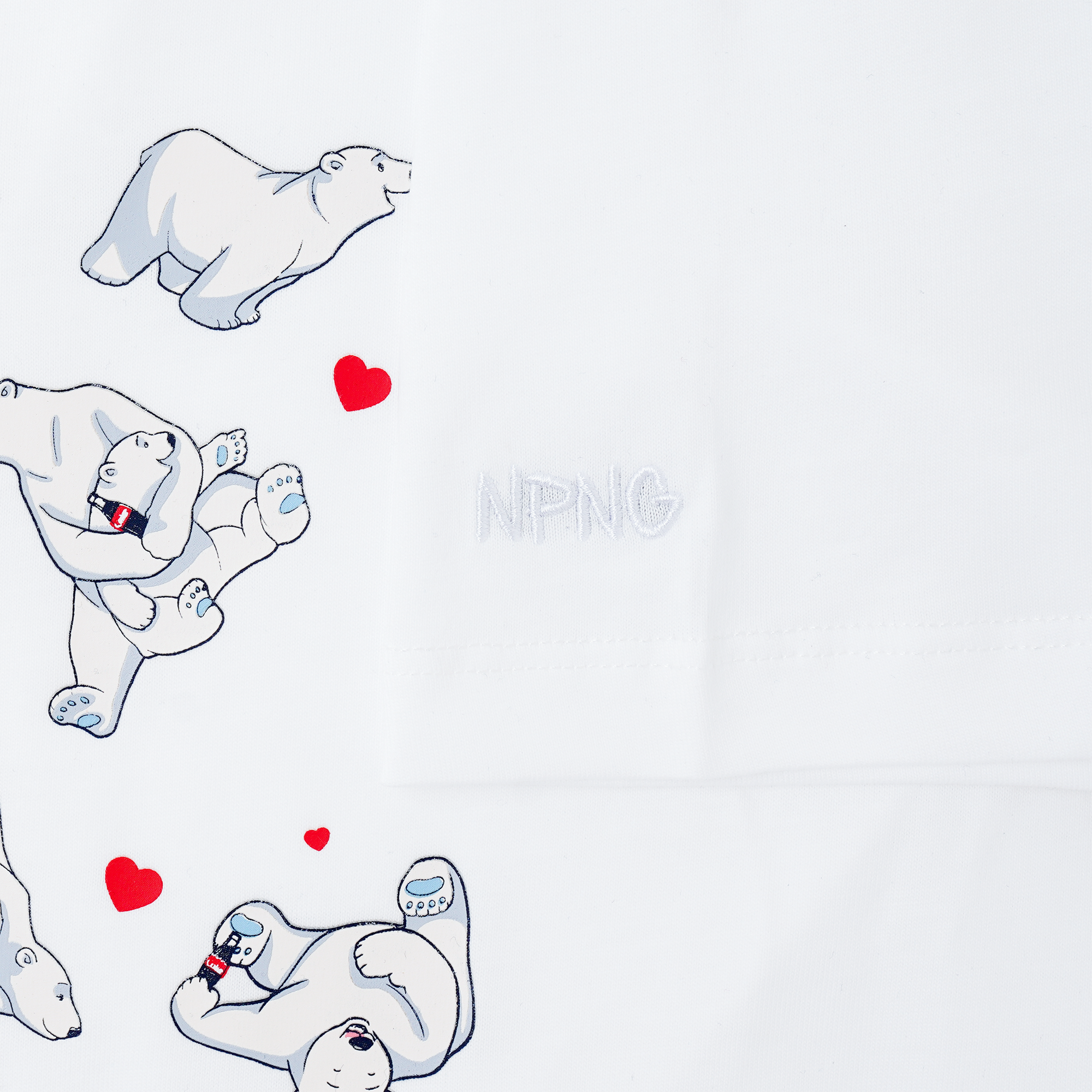 NPNG 可口可樂合作款 北極熊條紋圓領短袖T恤 NPTA26K0010-SS303-WHC