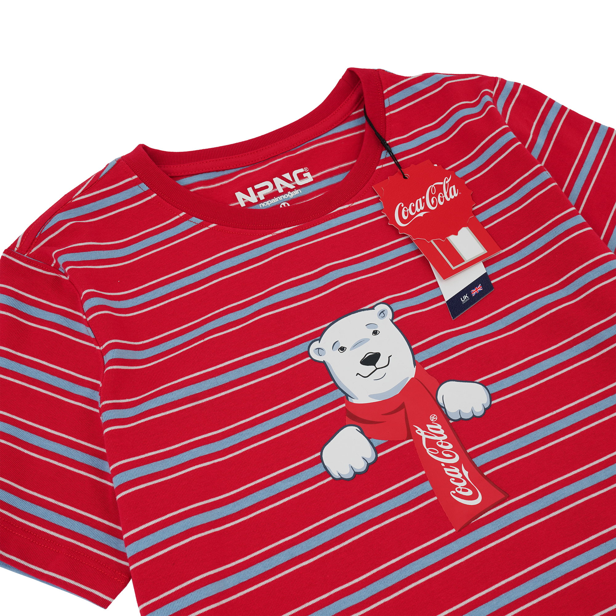 NPNG 可口可樂合作款 北極熊條紋圓領短袖T恤 NPTA26K0005-SS301-RED