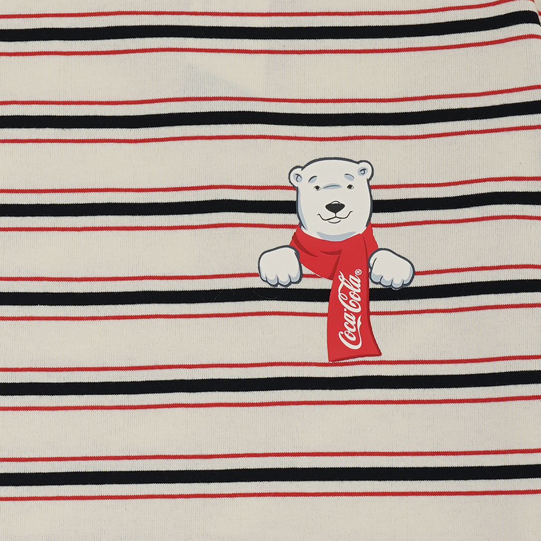 NPNG 可口可樂合作款 北極熊條紋圓領短袖T恤 NPTA26K0006-SS302-WHC