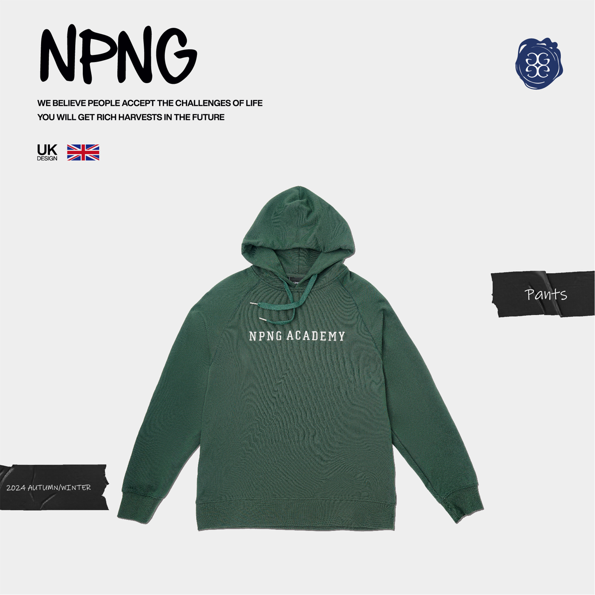 NPNG 插肩袖有帽衛衣 NPA25BW0017-FW138