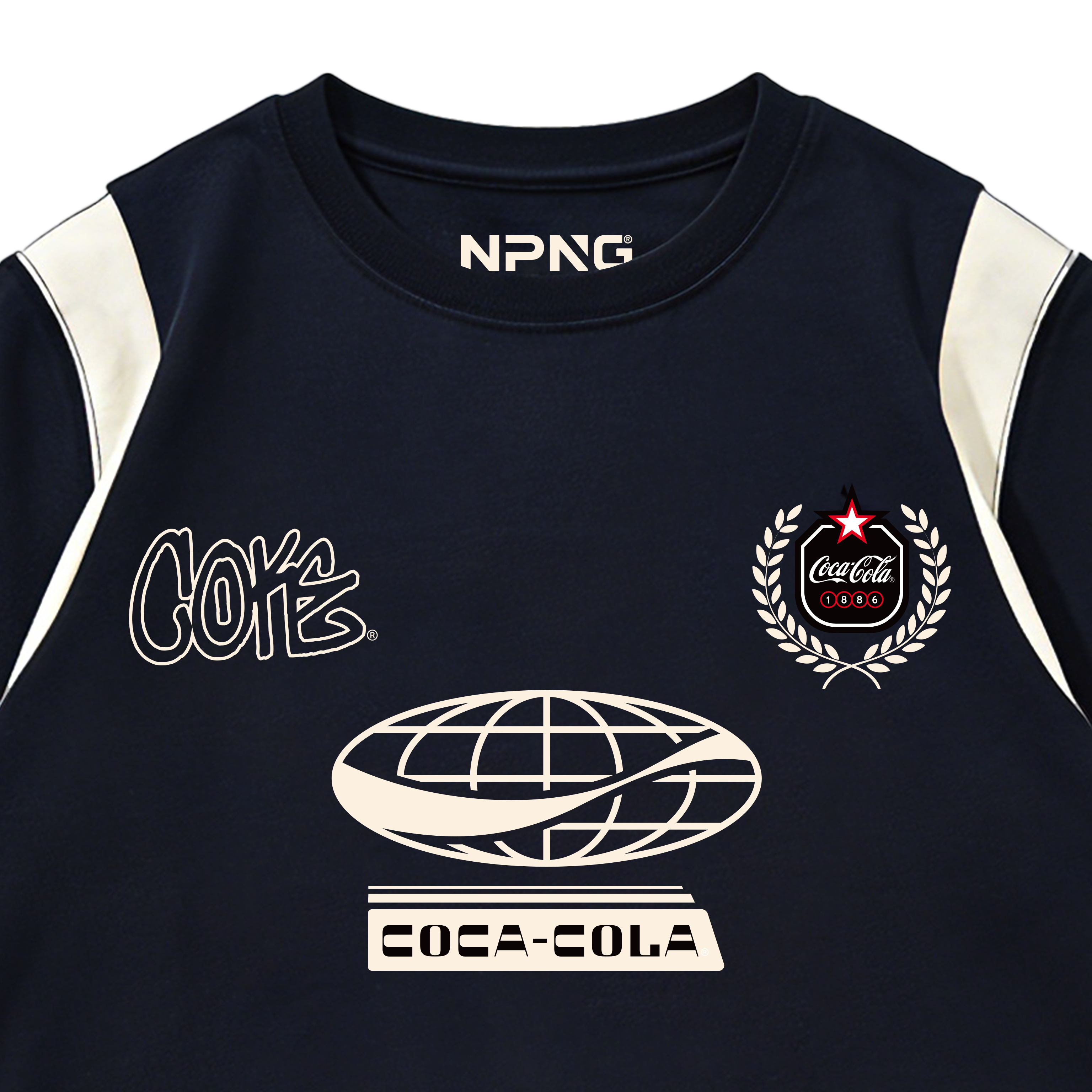 NPNG 可口可樂合作款復古運動撞色拼接T賉