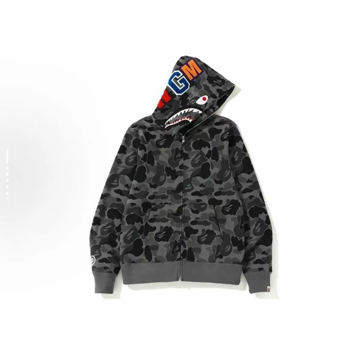 BAPE 迷彩鲨鱼连帽拉链卫衣