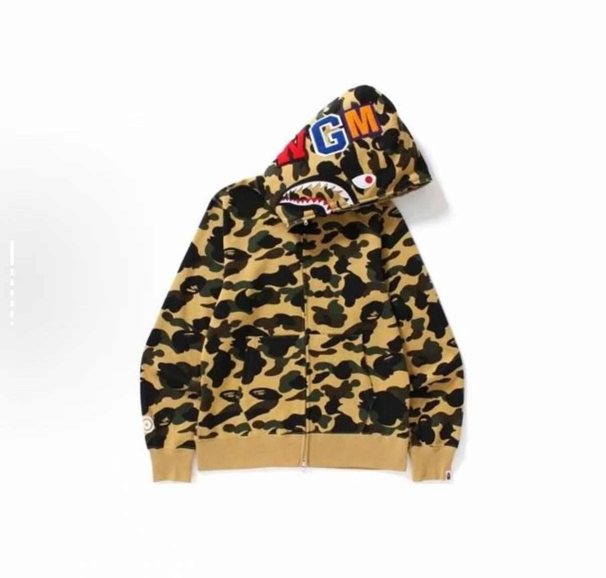BAPE 迷彩鲨鱼连帽拉链卫衣