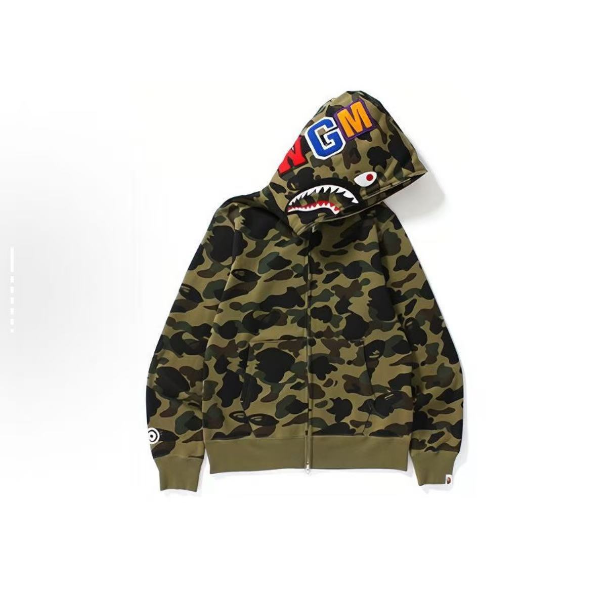 BAPE 迷彩鲨鱼连帽拉链卫衣