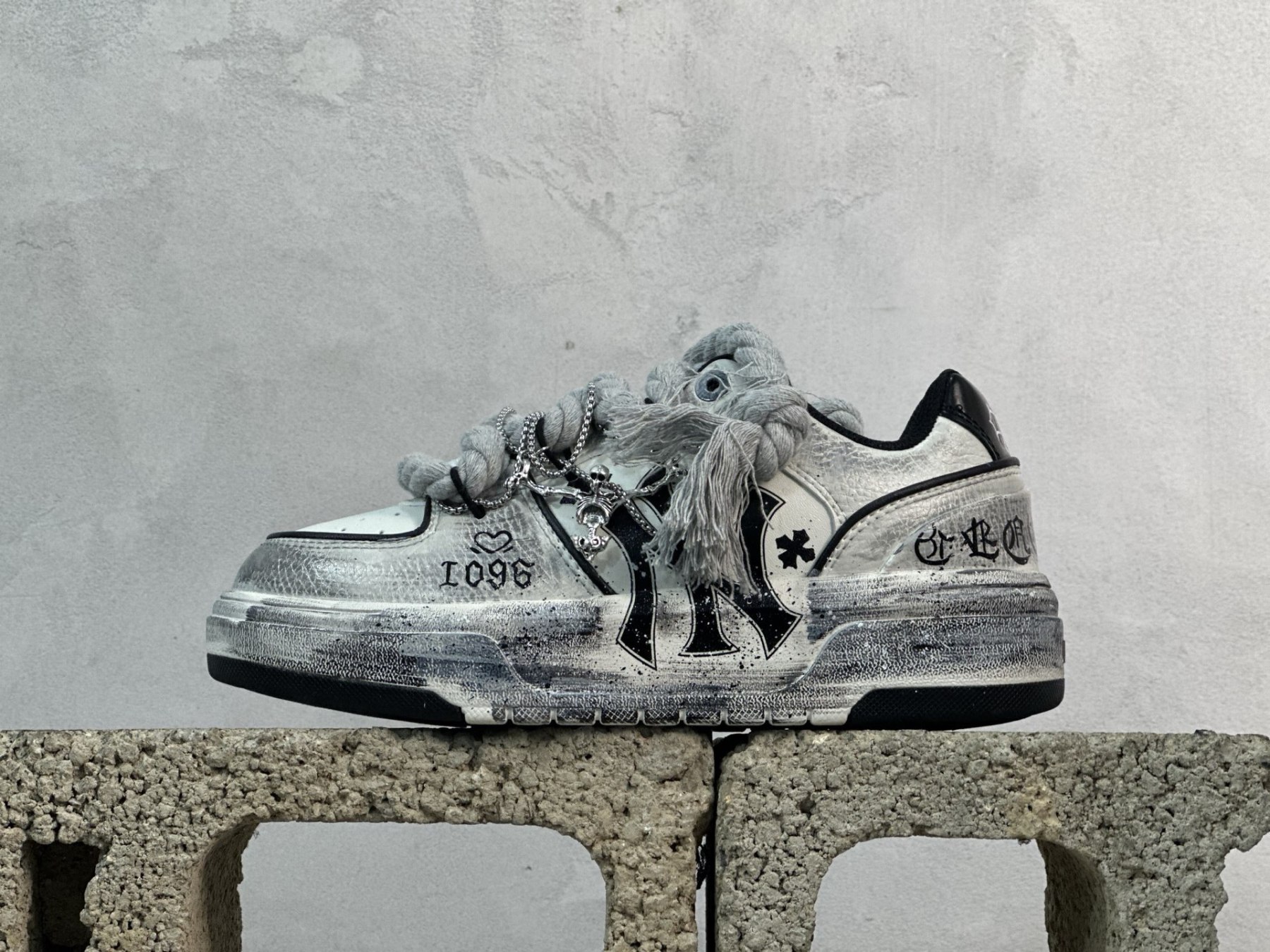 MLB NY 印花網紅學長老爹鞋 定制塗鴉惡作劇