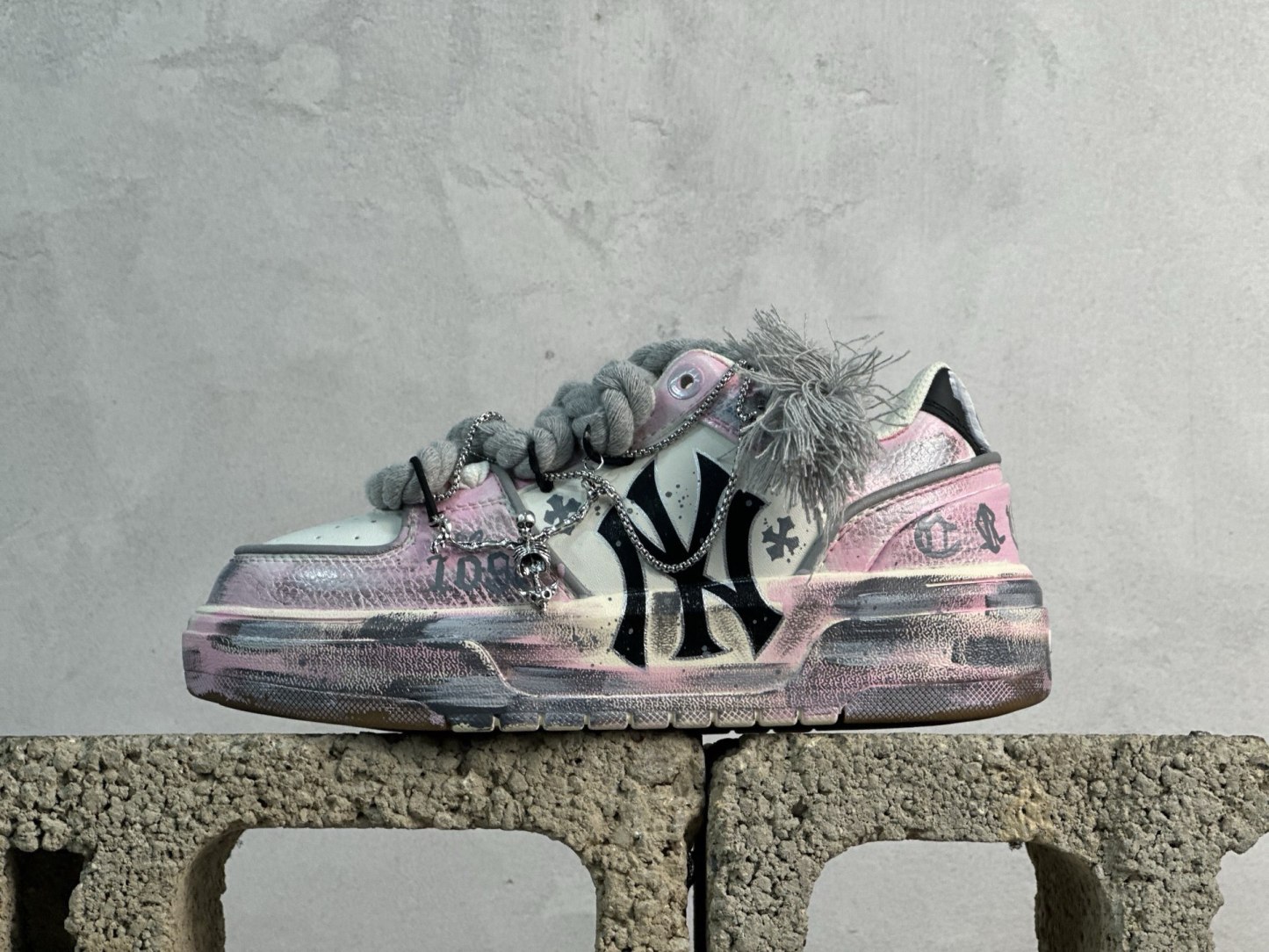 MLB NY 印花網紅學長老爹鞋 定制塗鴉惡作劇