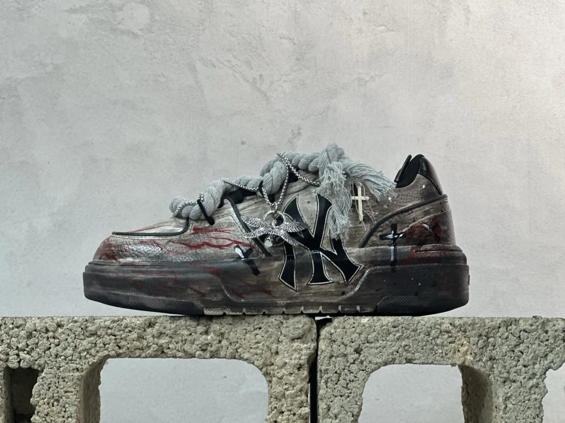 MLB NY 印花網紅學長老爹鞋 定制塗鴉惡作劇