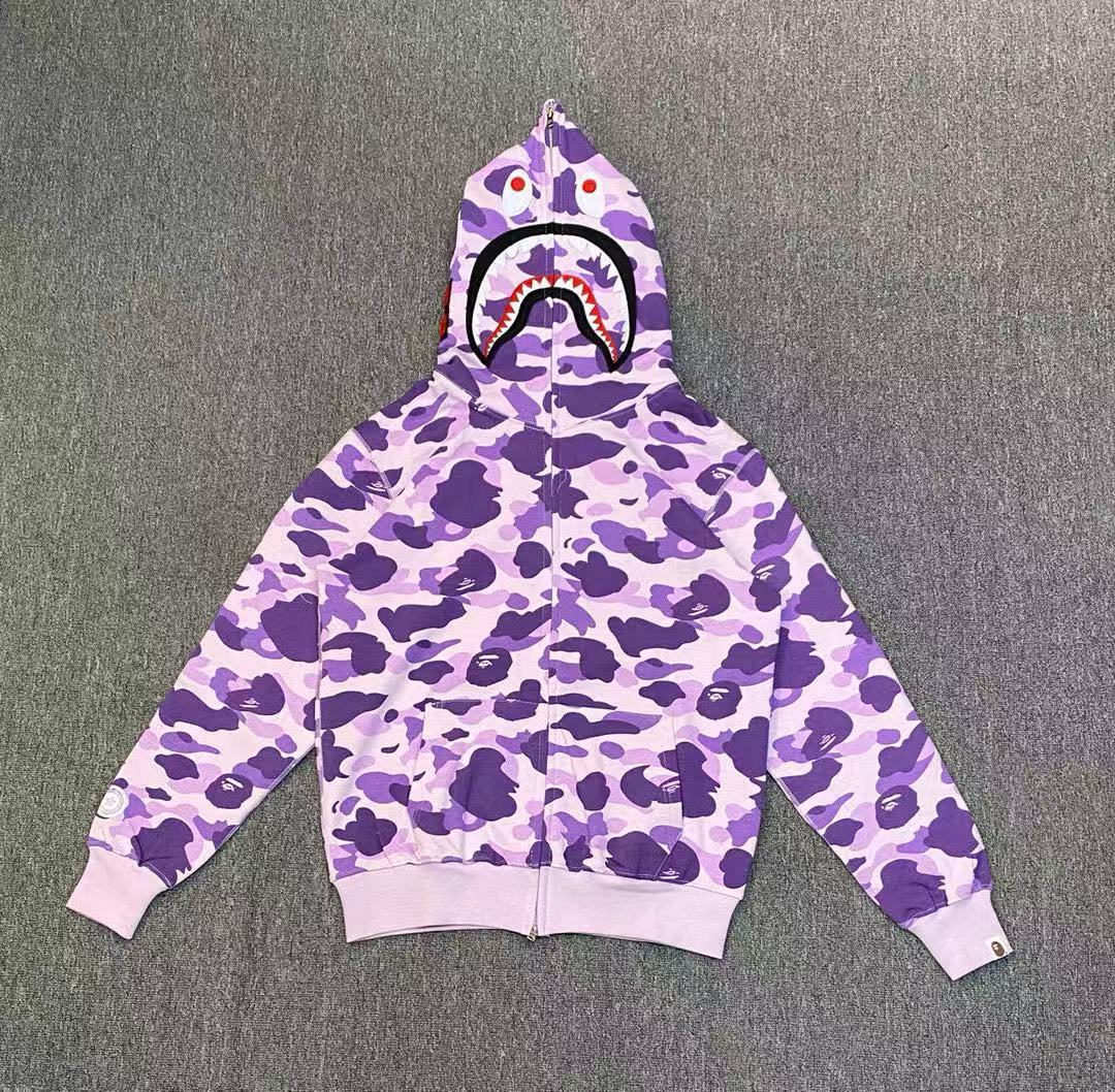 BAPE 迷彩鲨鱼连帽拉链卫衣