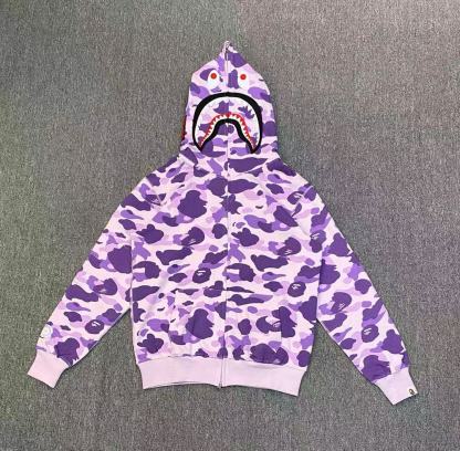BAPE 迷彩鲨鱼连帽拉链卫衣