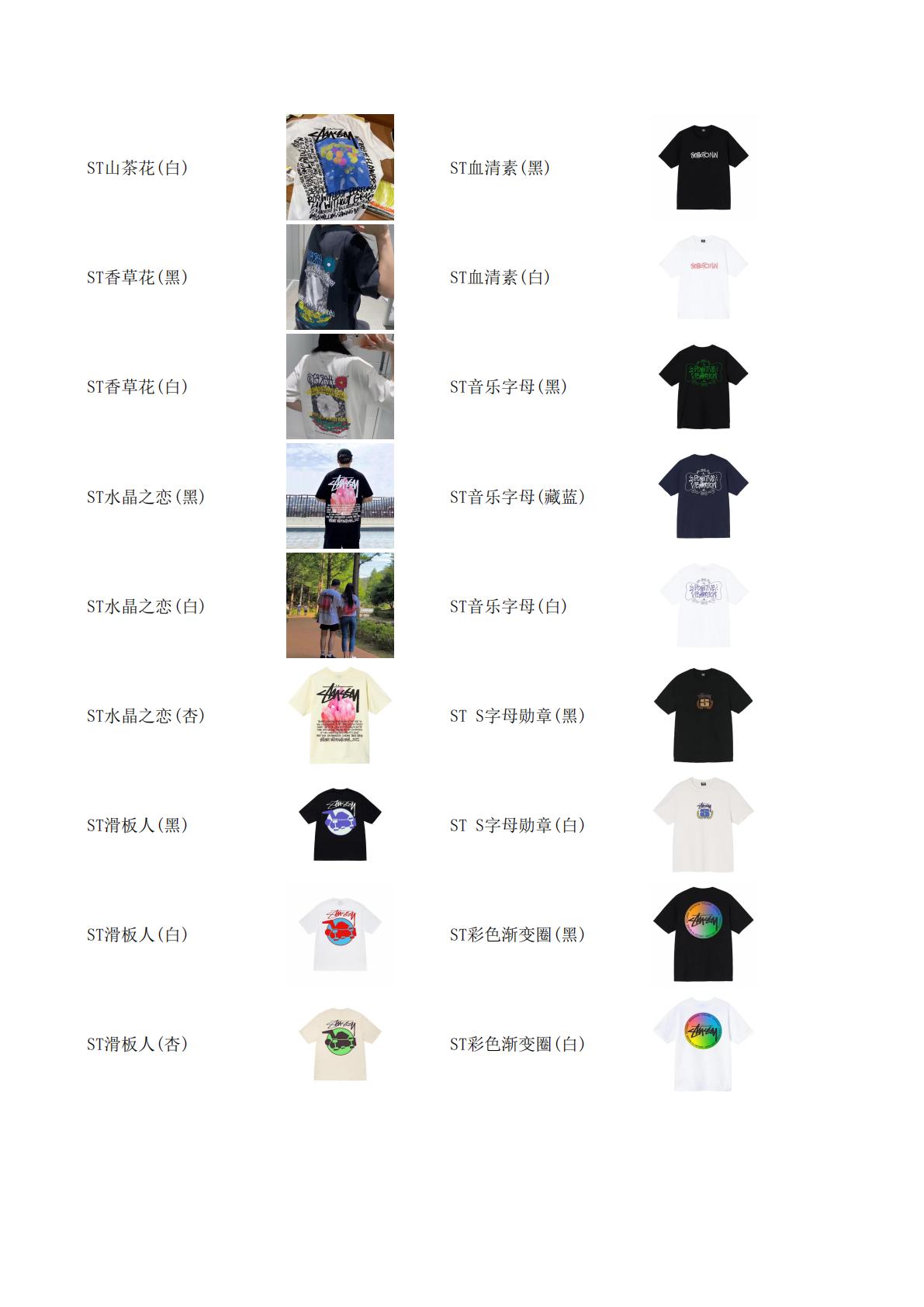 stussy 服飾合集圖 下定需要填寫衣服名稱