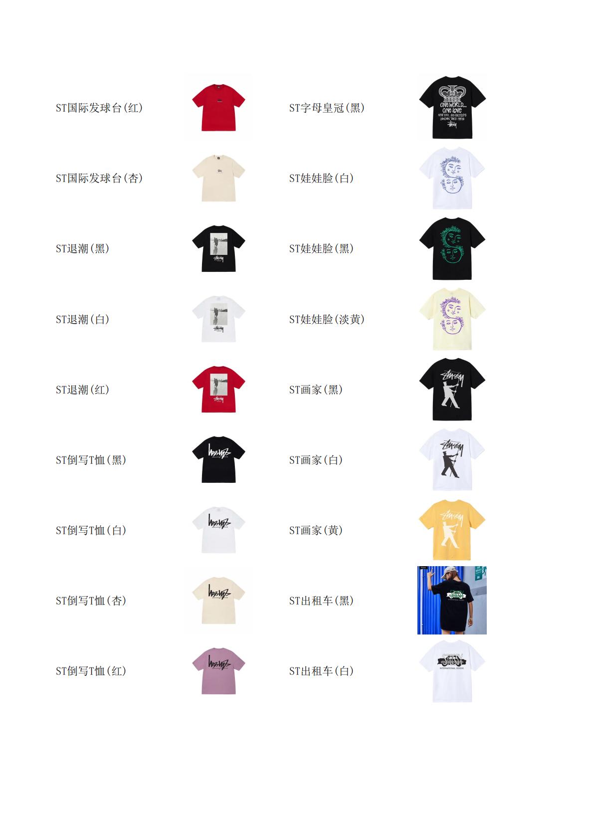 stussy 服飾合集圖 下定需要填寫衣服名稱