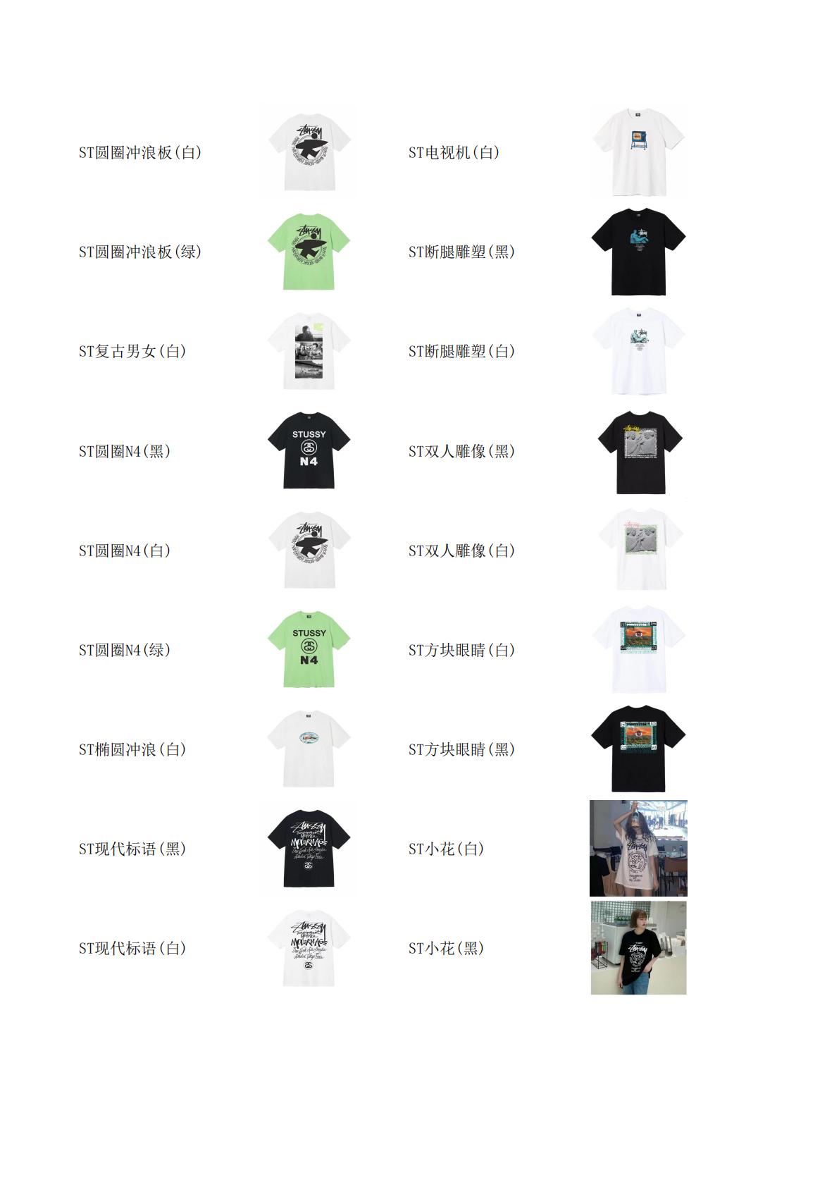 stussy 服飾合集圖 下定需要填寫衣服名稱