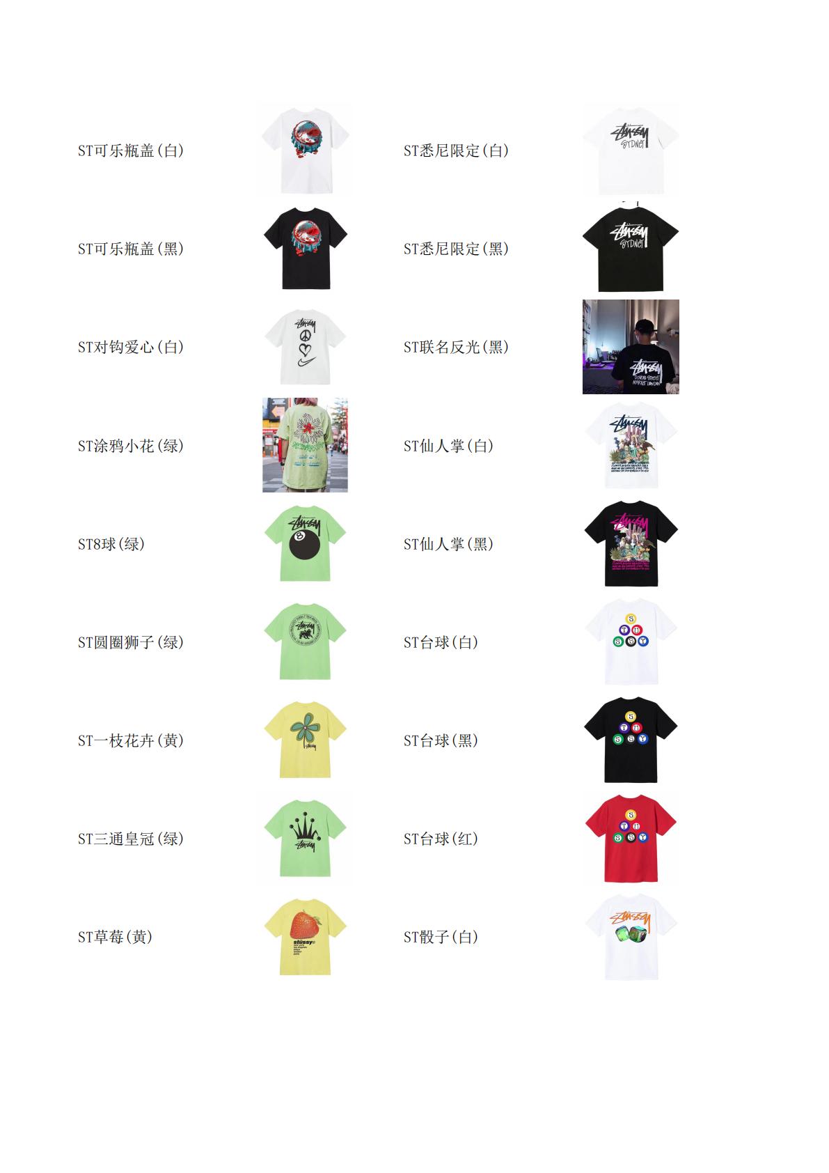 stussy 服飾合集圖 下定需要填寫衣服名稱