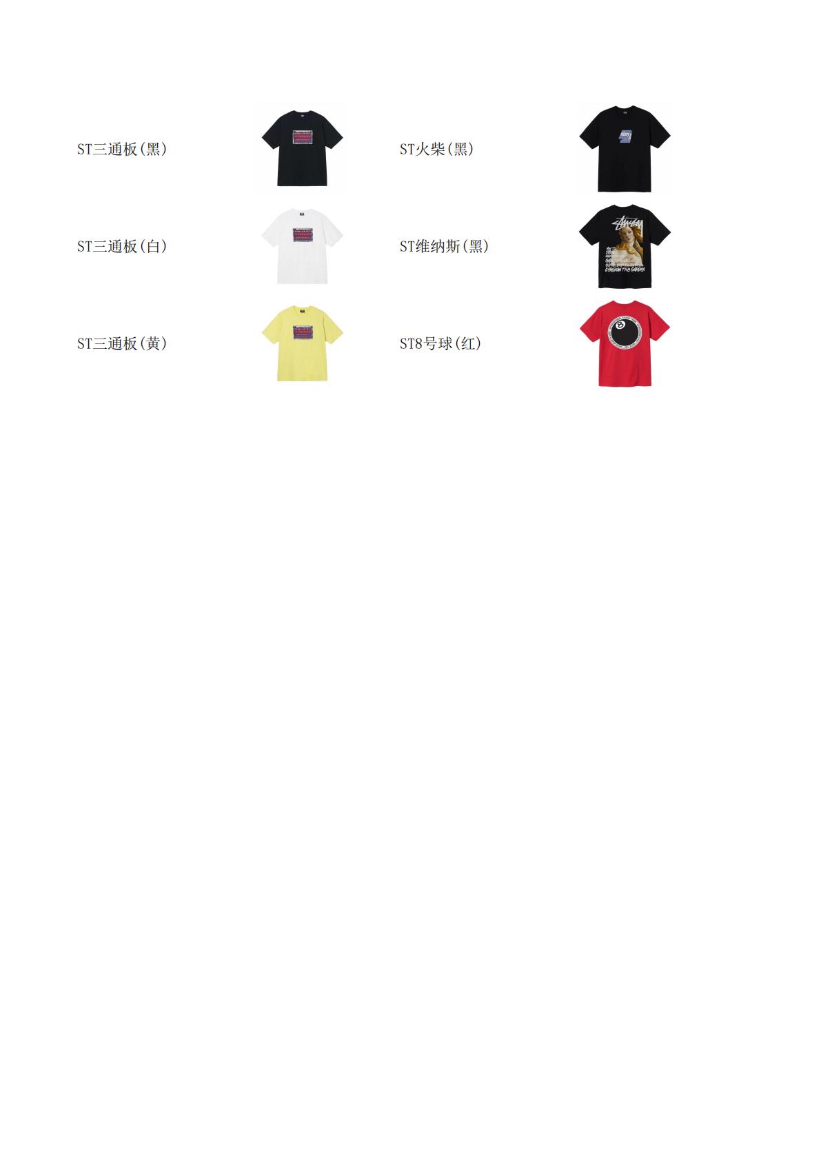 stussy 服飾合集圖 下定需要填寫衣服名稱