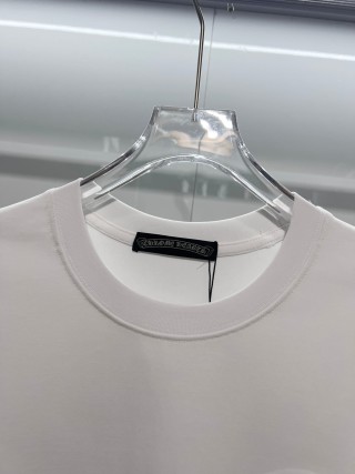 Chrome Hearts/克罗心 高品质320克圆领短袖T恤 品牌经典 前后马蹄印十字架梵文刺绣字母LOGO 男女同款