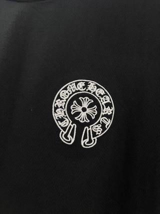 Chrome Hearts/克罗心 高品质320克圆领短袖T恤 品牌经典 前后马蹄印十字架梵文刺绣字母LOGO 男女同款