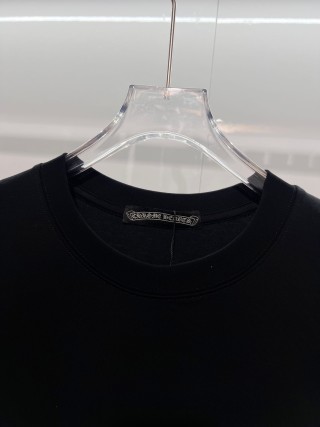 Chrome Hearts/克罗心 高品质320克圆领短袖T恤 品牌经典 前后马蹄印十字架梵文刺绣字母LOGO 男女同款