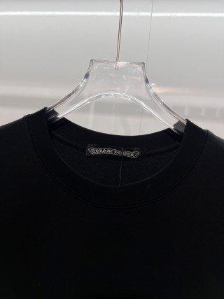 Chrome Hearts/克罗心 高品质320克圆领短袖T恤 品牌经典 前后马蹄印十字架梵文刺绣字母LOGO 男女同款