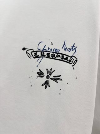 Chrome Hearts/克罗心 高品质320克圆领短袖T恤 品牌经典 前后马蹄印十字架梵文刺绣字母LOGO 男女同款