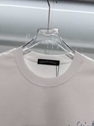 Chrome Hearts/克罗心 高品质320克圆领短袖T恤 品牌经典 前后马蹄印十字架梵文刺绣字母LOGO 男女同款