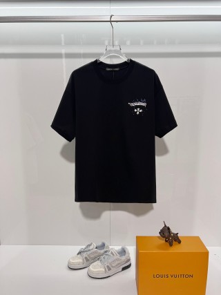 Chrome Hearts/克罗心 高品质320克圆领短袖T恤 品牌经典 前后马蹄印十字架梵文刺绣字母LOGO 男女同款