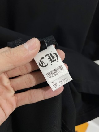 Chrome Hearts/克罗心 高品质320克圆领短袖T恤 品牌经典 前后马蹄印十字架梵文刺绣字母LOGO 男女同款