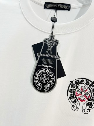 Chrome Hearts/克罗心 高品质320克圆领短袖T恤 品牌经典 前后马蹄印十字架梵文刺绣字母LOGO 男女同款