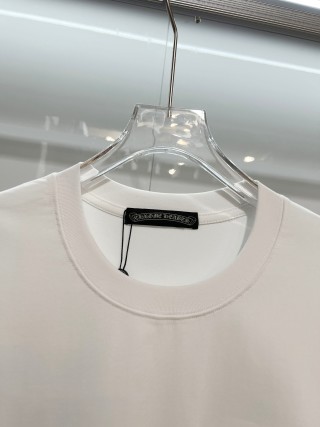 Chrome Hearts/克罗心 高品质320克圆领短袖T恤 品牌经典 前后马蹄印十字架梵文刺绣字母LOGO 男女同款