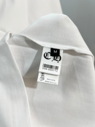 Chrome Hearts/克罗心 高品质320克圆领短袖T恤 品牌经典 前后马蹄印十字架梵文刺绣字母LOGO 男女同款