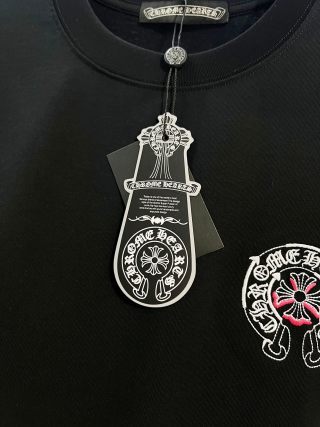 Chrome Hearts/克罗心 高品质320克圆领短袖T恤 品牌经典 前后马蹄印十字架梵文刺绣字母LOGO 男女同款