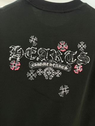 Chrome Hearts/克罗心 高品质320克圆领短袖T恤 品牌经典 前后马蹄印十字架梵文刺绣字母LOGO 男女同款