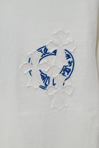 克罗心2026新款潮牌梵文马蹄贴布刺绣纯棉圆领宽松休闲短袖T恤男女