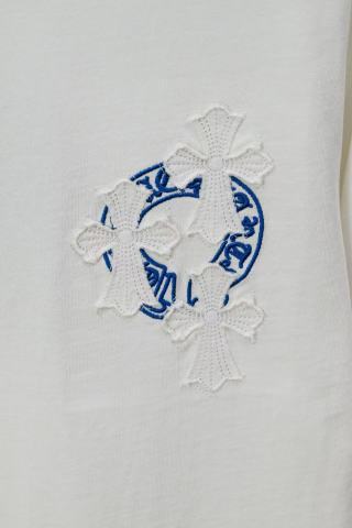 克罗心2026新款潮牌梵文马蹄贴布刺绣纯棉圆领宽松休闲短袖T恤男女