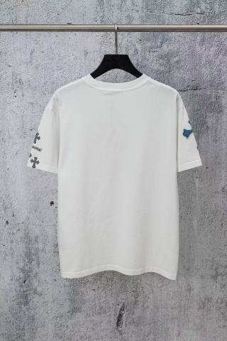 克罗心轻朋克风十字架满天星烫钻短袖T恤男女同款潮牌宽松纯棉圆领上衣