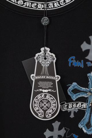 克罗心轻朋克风十字架满天星烫钻短袖T恤男女同款潮牌宽松纯棉圆领上衣