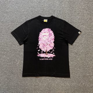 BAPE 樱花字母猿人头印花短袖T恤
