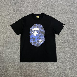 BAPE字母沙漠迷彩猿人头双面印花短袖T恤