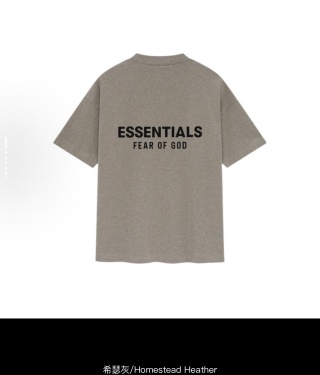 Essentials FW23 Essentials Shorts Smoke 纯色松紧直筒美式重磅 休闲短袖 男女同款 