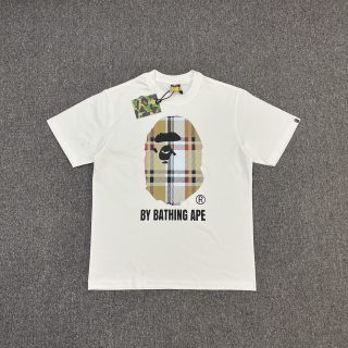 BATHING  Bape SS23 猿人格子条纹印花圆领短袖