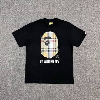 A BATHING  Bape SS23 猿人格子条纹印花圆领短袖