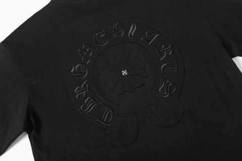 Chrome Hearts/克罗心梵文马蹄贴布绣字母绣花短袖T桖