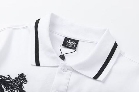 stussy 斯图西 美式潮牌直筒宽松版型polo衫短袖t恤 龙年限定🎱刺绣经典logo印花