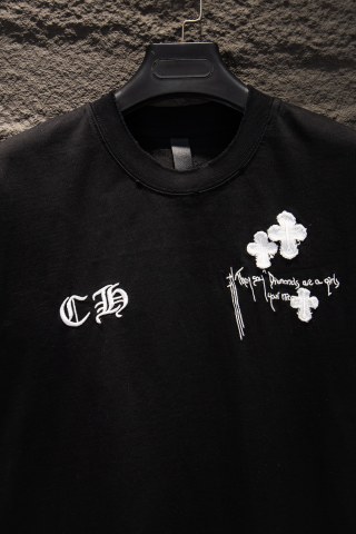 Chrome hearts 重工磨破水洗贴布绣短袖