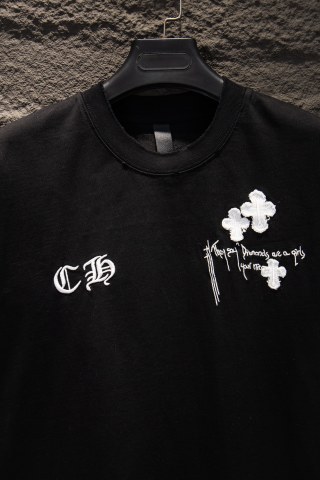 Chrome hearts 重工磨破水洗贴布绣短袖