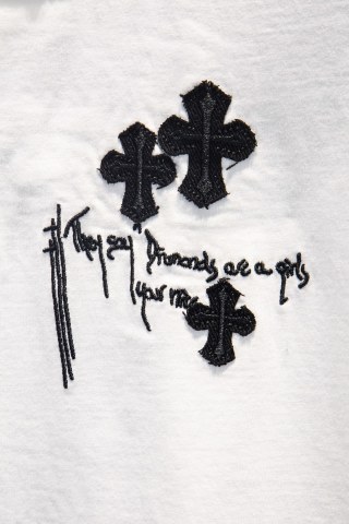 Chrome hearts 重工磨破水洗贴布绣短袖
