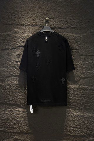 Chrome hearts 重工磨破贴布绣皮标五金短袖