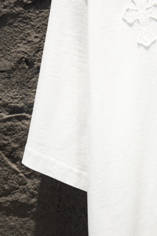 Chrome hearts 重工磨破贴布绣皮标五金短袖